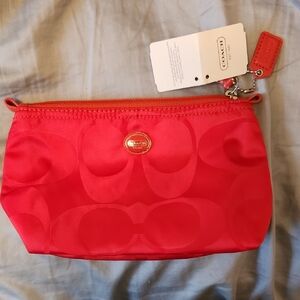 Coach NWT Red Cosmetic Bag With Hang Tag